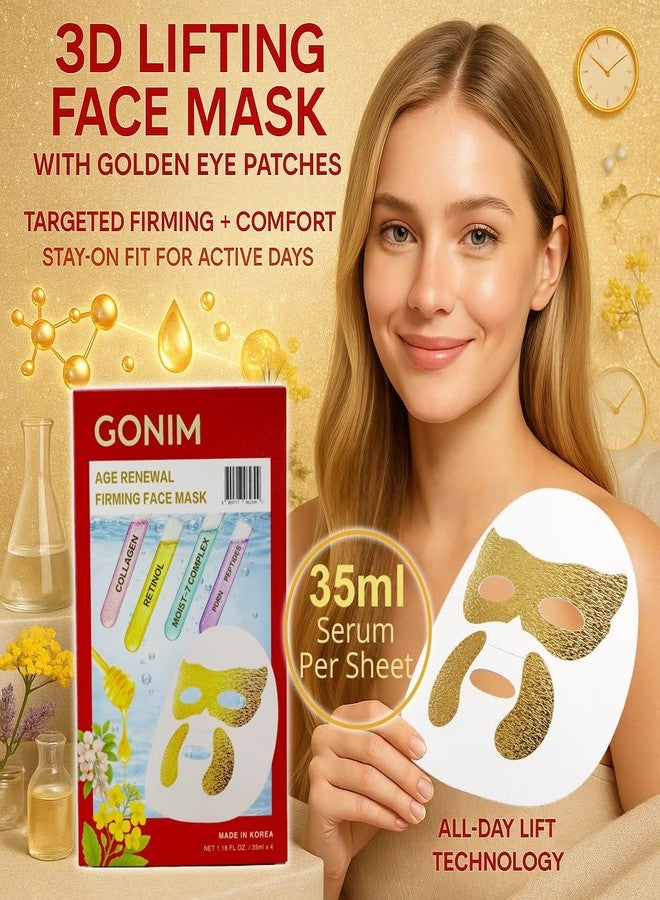GONIM Eye Patches Eye Mask with Integrated Korean Face Mask-Collagen Peptides,Salmon DNA PDRN, Retinol & Caffeine, Eye Patches for Puffy Eyes and Dark Circles Korean Skin Care Anti Aging 35ml/1.18ozx4 - Image 2